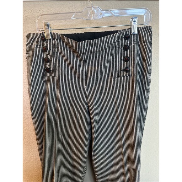 New Directions  VTG Zoot 12 Navy White Striped Sailor Button Flare Wide Leg - Picture 3 of 5